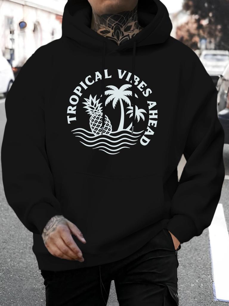 New Arrival for Summer 2026: unisex European and American Style Casual Versatile Fashion Hooded Sweatshirt with Tropical Print Featuring Pineapple an
