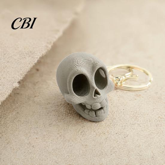 Stable Display Ornaments 3D Printed Cute Skull Keychain, Artistic Tabletop Ornament with Matte Finish, Creative Bag Charm Base Decoration Key Ring for