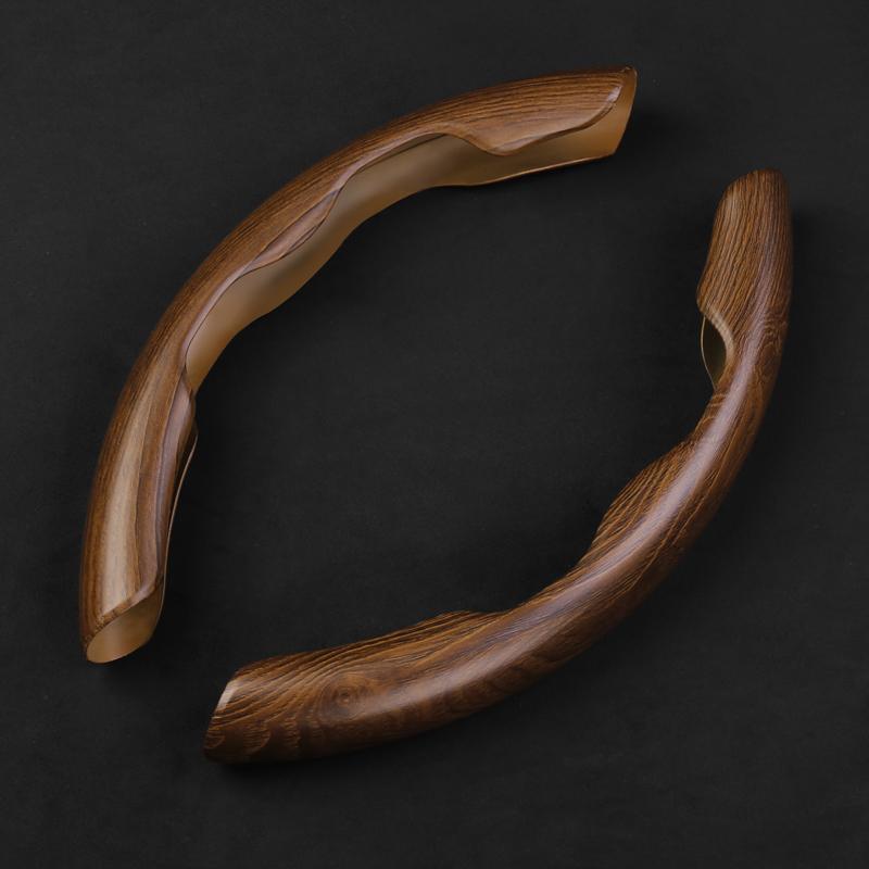 

1 пара под дерево, чехол на руль автомобиля, нескользящий силиконовый чехол на руль из красного дерева для авто wood grain