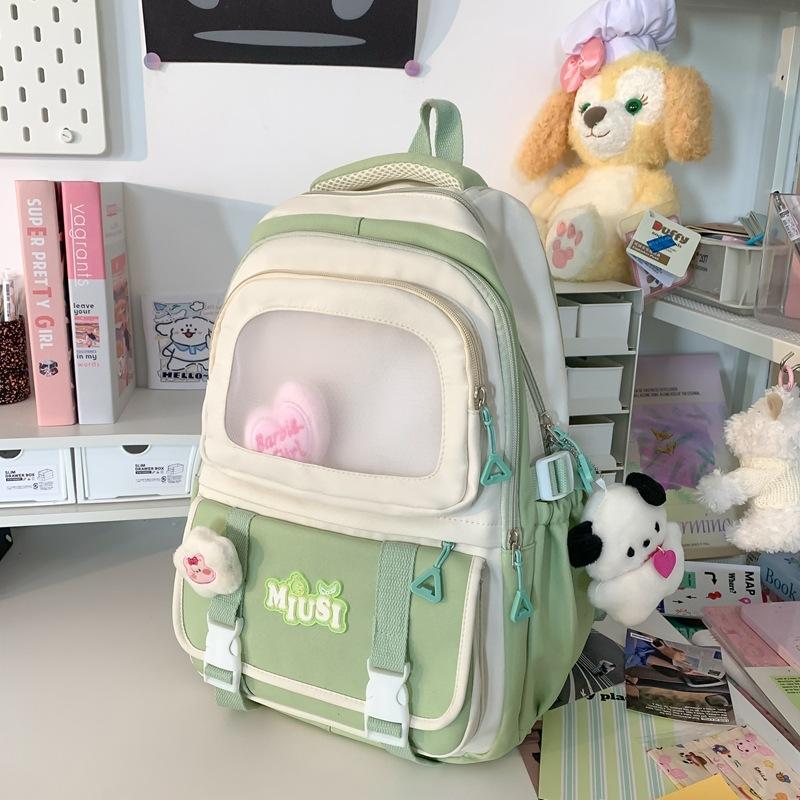 High-value wind schoolbag, junior high school girls backpack, high school students large-capacity cute dopamine backpack