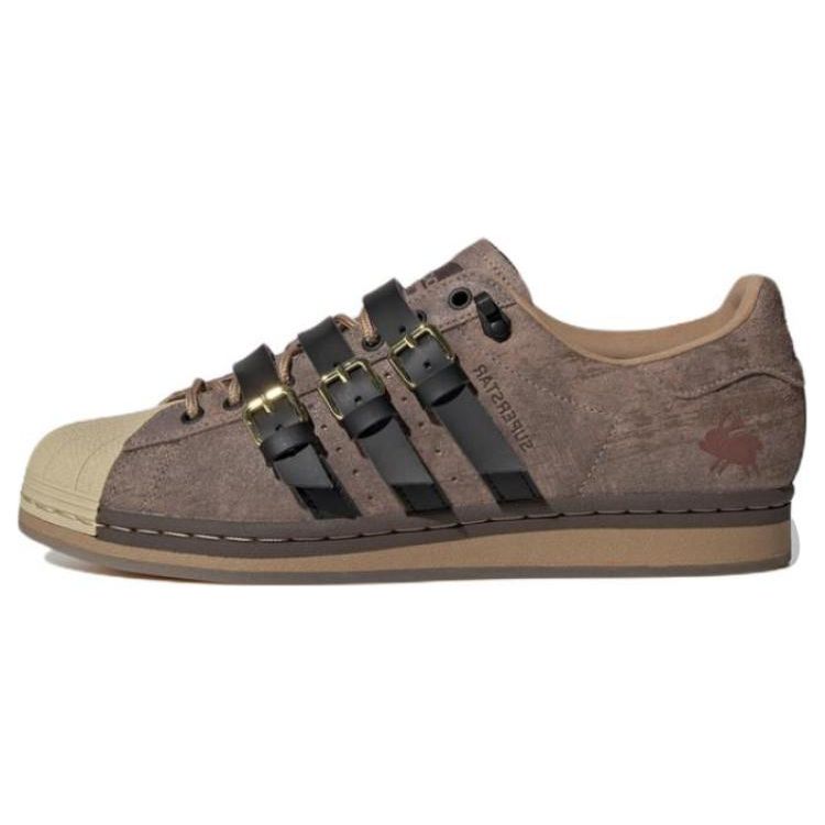 Adidas Originals Melting Sadness X  Superstar Karoro Hole Leather Suede Trendy Shell Toe Low-Top Sneakers Unisex sneakers Brown Black H06344