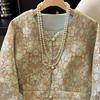 Women's Jacquard Frog Button Retro Jacket - Plus Size, Anti-aging, New Chinese Style