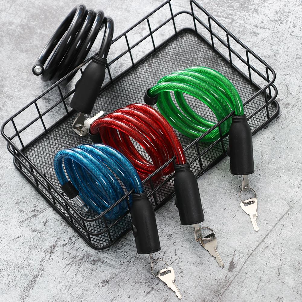 Anti-Theft Steel Chain Scooter Safety Bike Accessories Steel Spiral Cable Bicycle Lock With 2 Keys