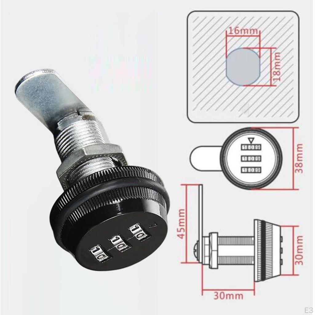 Combination Locks Bright Chrome Zinc Alloy Password Coded Lock Durable Construction 30mm