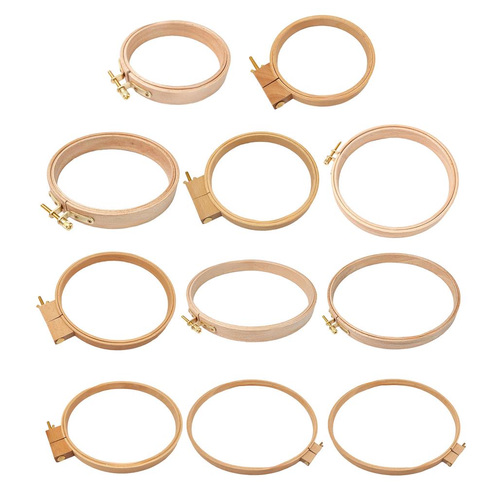 Round Wood Stitching Hoop Spring Clip Round Embroidery Hoop Stitching Embroidery Frame for Embroidery Sewing Stitching