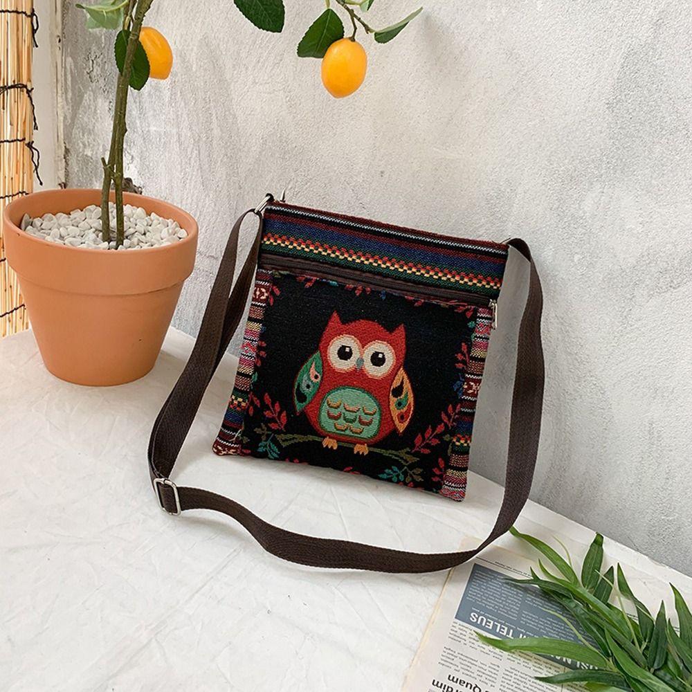 Leaf Flower Cosmetic Bag Animals Women Crossbody Bag Elephant Korean Purse Wallets Owl Shoulder Bag F