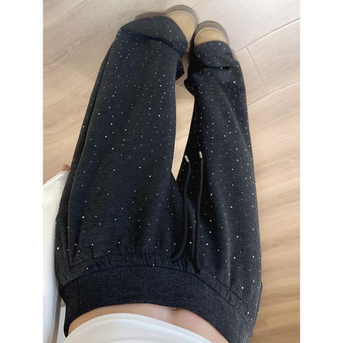 

Women s Black Sequin Wide-Leg Pants - Spring 2026, High Waist, Petite, Plus Velvet, Drape Fit, Straight Leg, Sports Style. Small