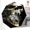 1pc Gothic Skull Umbrella - 8-Rib Frame, Automatic Open Compact Travel Umbrella, Lightweight & Durable with Intricate Black &