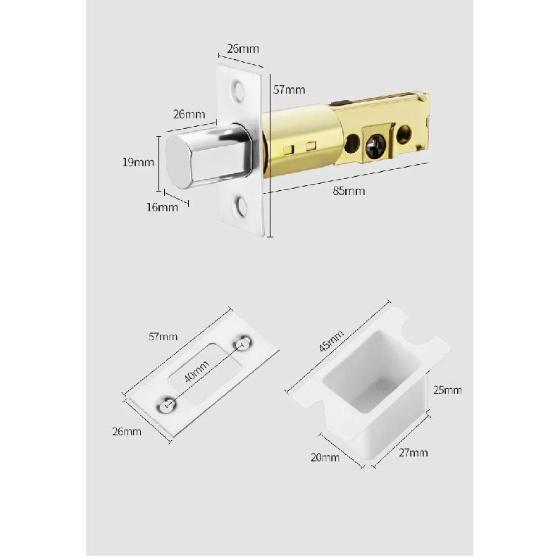 Copper Door Lock Cylinder Chrome Metal Deadbolt Single Cylinder Bolt for Home Door Gate
