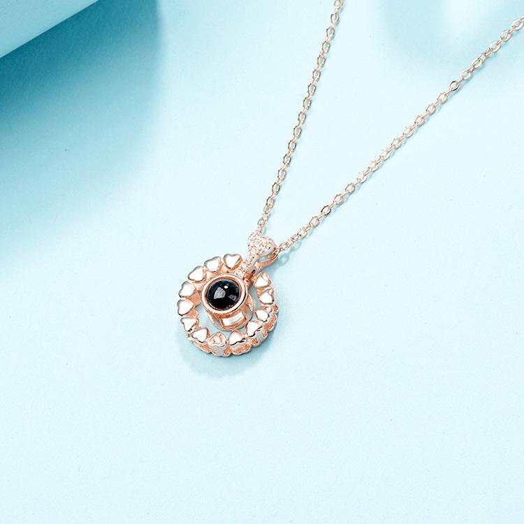 

Рожеве золото 100 мов I Love You Проекційне намисто з підвіскою Romantic Love Memory Весільне намисто для жінок