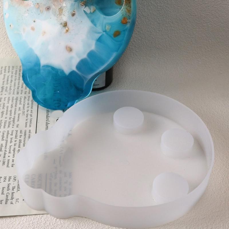Small Wine Glass Tray Molds Beer Plate Moulds Water Cup Tray Resin Mold DIY Crafts Molds Silicone Material for DIY Tray
