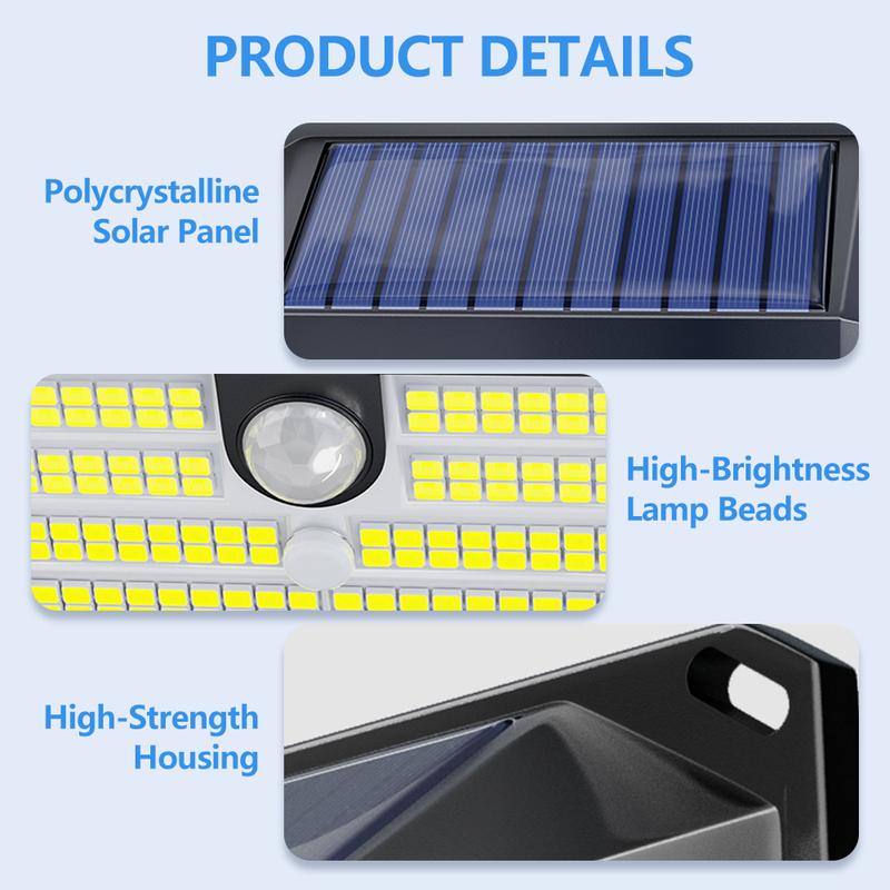 Outdoor Solar Motion Sensor Lights 468/528 LED Waterproof Solar Security Wall Lights for Garden Patio Pool Yard Fence Driveway