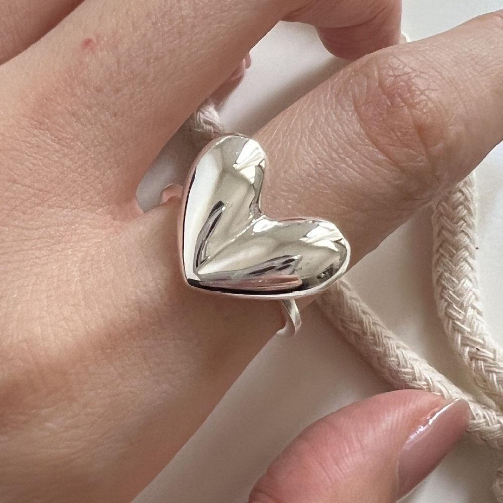 

BF CLUB 925 Sterling Rings for Women Fashion Geometric Handmade Irregular Heart Ring Simple Fine Jelwery Party Christmas Gift resizable