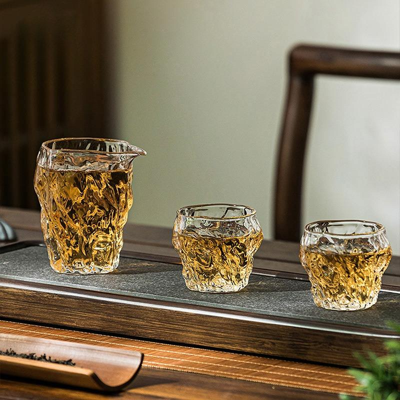 Japanese Style Tea Glass Cup Heat-resistant Creative Hammer Pattern Transparent Fair Cup Tea Pitcher Kung Fu Tea Set Teacup New