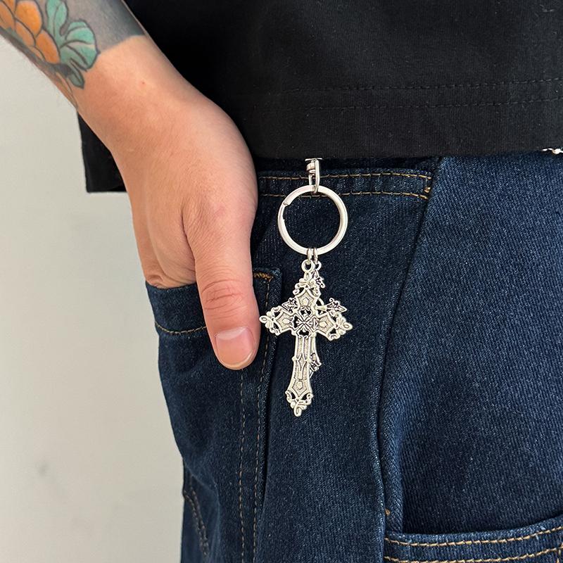 Retro Cross Keychain Pendant Men'S Jeans Key Ring Bag Ornament Hanging Decoration