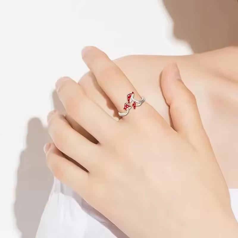 Jewelry Gift fashion Ring For Women Cute Red Mushroom popular Daily  Unique