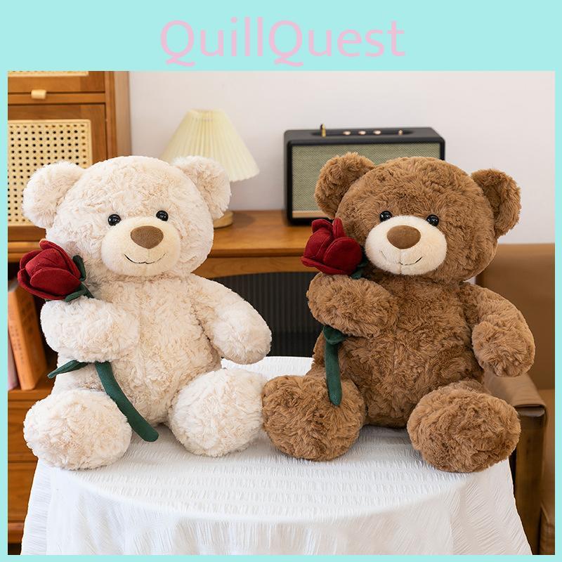 Teddy Bear Doll Plush Toy With Roses Decorate For Birthday Presents Collect And