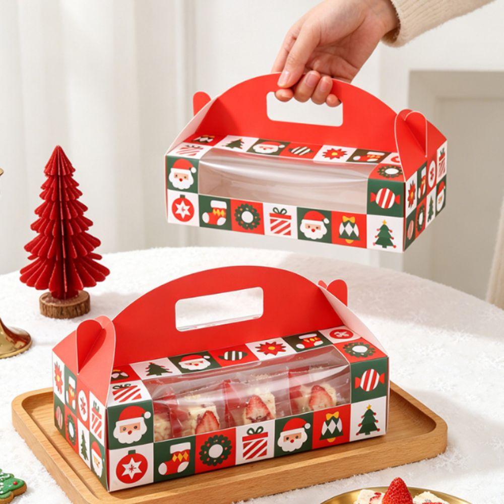5pcs Portable Handle Christmas Gift Box Christmas Gift Wrapping Box  For Christmas Parties Gift