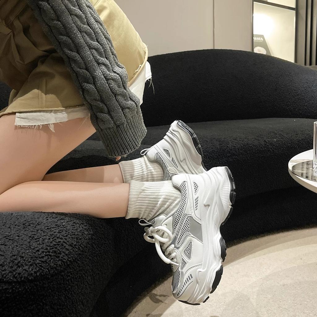 Paris Dad Shoes Women 2025 New Summer Thick-soled Heightening Mesh Breathable Versatile Lightweight Sports and Leisure Shoes