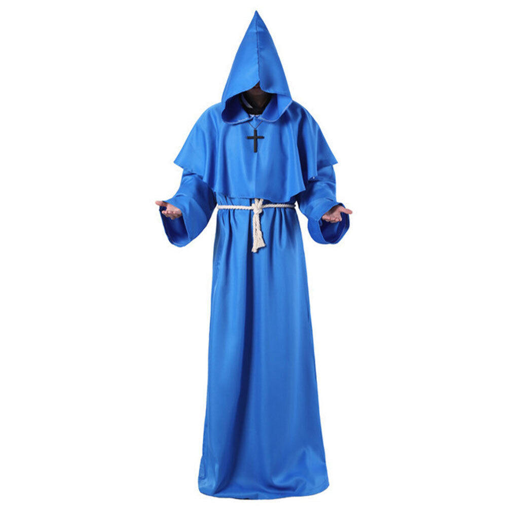 Halloween Decoration Costume Robe Friar Priest Robes Witch Wizard Cloak Cape Party Death Ghost Vampire Devil Demon Cosplay 1 Set