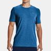 Under Armour Rush Series Solid Logo Crew Neck Sport Tee Men Tops Blue 1370441-899