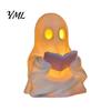Cute Ghost Night Light Reading Book Lamp, Lighted Figurine with Warm LED Fun Halloween Decorations Light, for Mantel Shelf Table Indoor Home