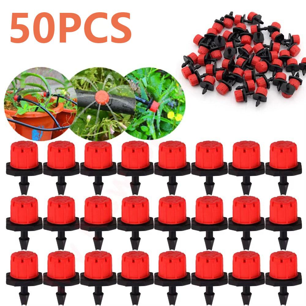 50PCS New 360 Degre Water Dropper Head Adjustable Garden Adjustable Irrigation Drippers Plastic Watering Sprinkler Flow Head
