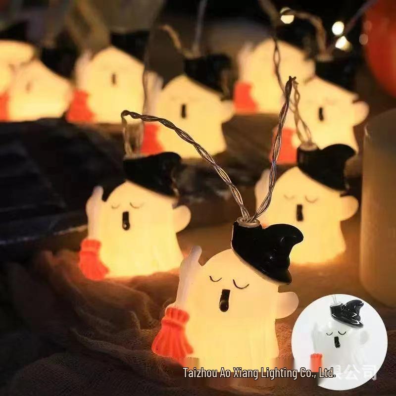Halloween LED String Lights - Pumpkin, Spider, Ghost, Horror Decor, Marigold Colored Small Lights