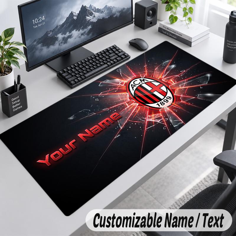 Custom Name Text Mouse Pad AC Milan Personalized Desk Pad For Work And Gaming