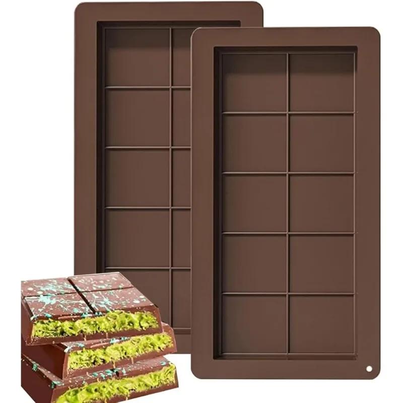 Chocolate Bar Molds Silicone - Dubai Chocolate Mold, Break Apart Protein Wax Melt Mould, DIY Cake Biscuit Baking Tool