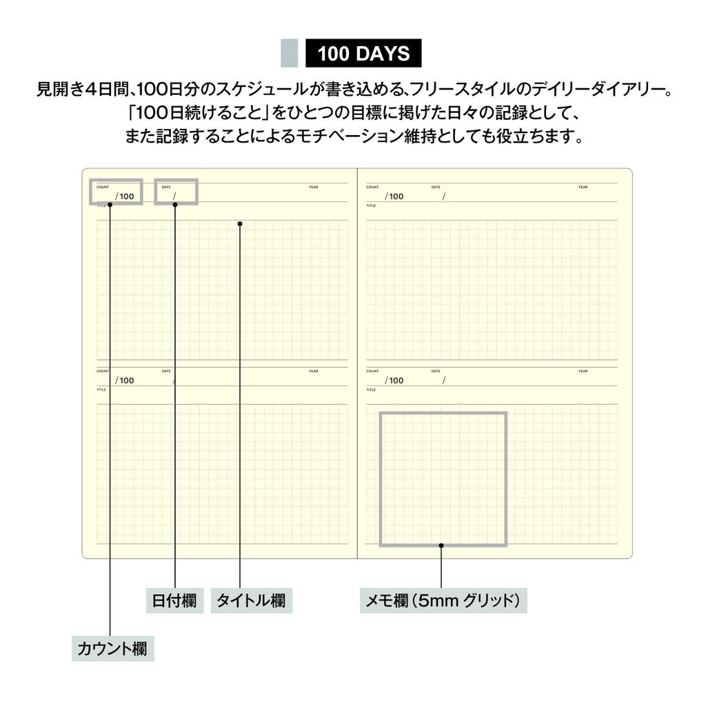 Laconic A5 Style Notebook 100-Day Diary, Undated, LGF04-36
