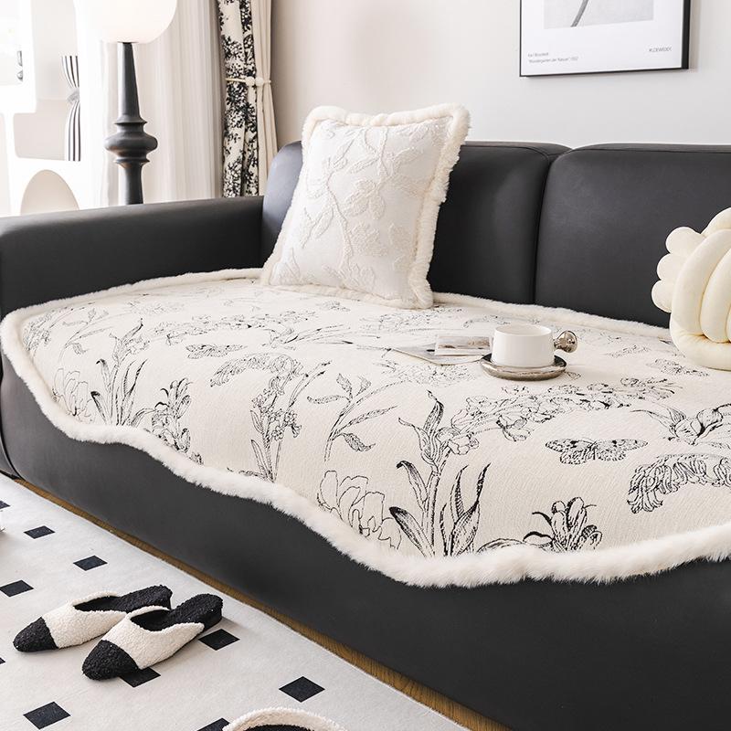 Nordischer Pastoralstil Blume Tausendförmig Sofakissen Chenille Kratzfest Sofahandtuch Überwurf Stoffkissen