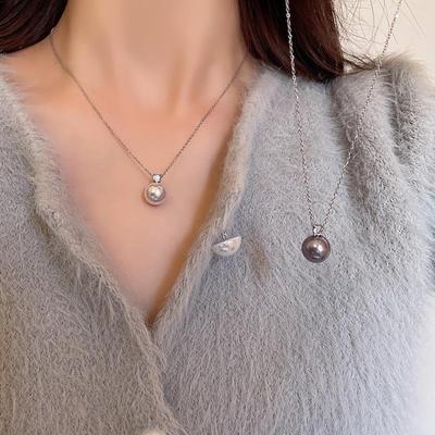 Elegante collana di perle grigie per donna: Lusso Semplice con Catena Clavicola Zirconi – Versatile, Chic e di Tendenza