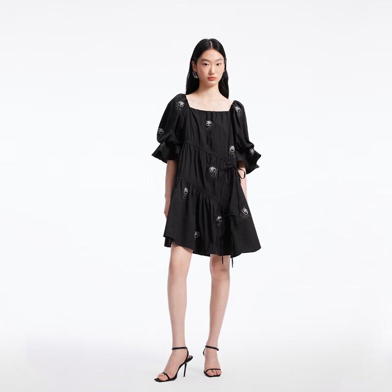 VEROMODA Embroidered Puff Sleeve Babydoll Dress