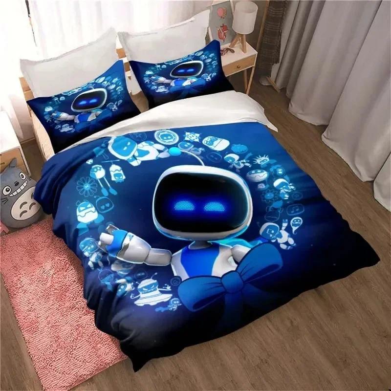 ASTRO BOT Cute Cartoon Bedding Set Duvet Cover Pillow Case Single Double King Size Adult Boys Bedroom