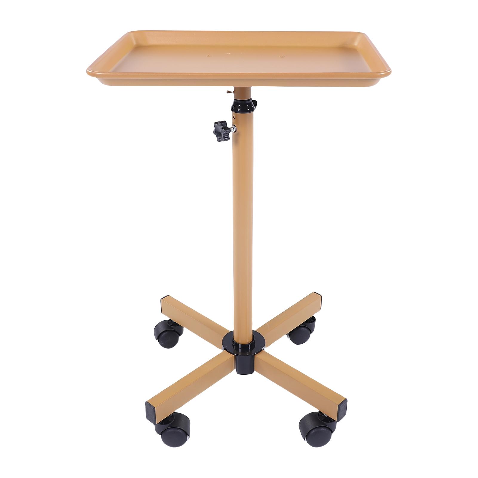 Gold Salon Tray On Wheels Adjustable