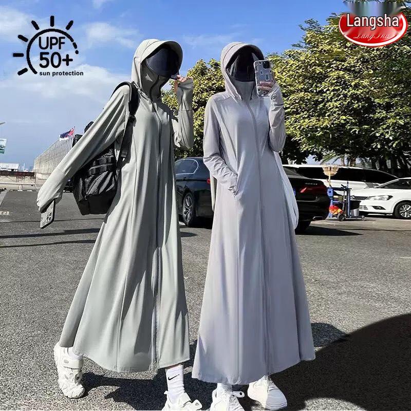 

Lansha Women s Long Ice Silk UV Protection Sun Hoodie One Size (Fits 80-150 jin)