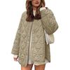 Automne Hiver Nouveau Style Européen Américain pour Femmes Doudoune matelassée couleur unie col rond ample en coton Veste