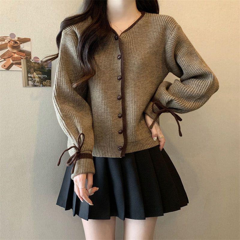 

Женский вязаный кардиган с V-образным вырезом - Шикарный, приталенный свитер на весну/осень M (90-100 jin)