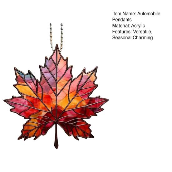 Maple Leaf Car Charm Acrylic Autumn Rearview Mirror Hanger Fall-themed Window Sun Catcher for Thanksgiving Decor