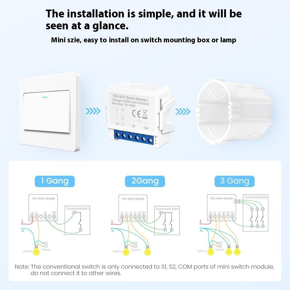 LWSM16 1 Gang Smart WiFi Switch Module Tuya Single Live Wire Mini Voice Activation Intelligent Control