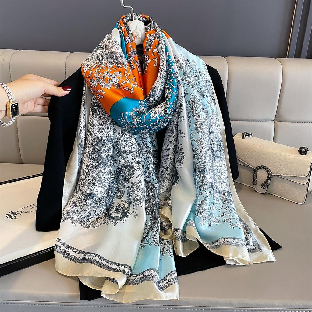 Women 180*90cm Fashion Beautiful Soft Silk Scarves Female Lady Shawl Hijab Wrap Foulard Bandanna Muffler Beach Pareo