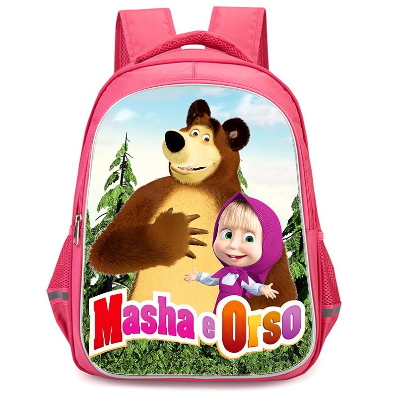 Masha And Bear School Bag Elementary School Cartoon High Definition Printing Large Capacity Zipper Oxford Lightweight Ridge Backpack