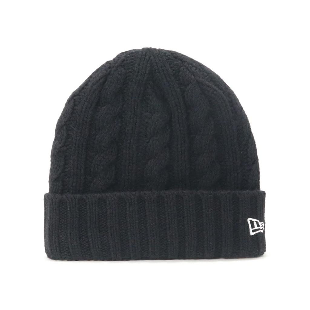 New Era Low Gauge Cuff Knit Free LG Cuff WB Black Hat, Black, Knit,