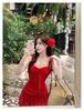 2024 Japanese Bright Red Women's Tummy Control One-Piece Swimsuit