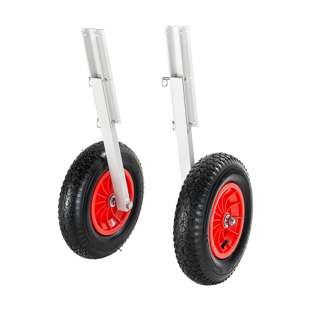 Boat Launching Wheels, 136.1 Kg Load Capacity, 381 Mm Aluminium Alloy Transom Wheel with Inflatable Rubber Tires, Folding Launch Wheels with 4 Quick