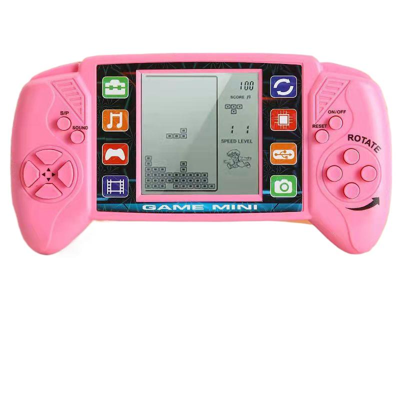 

Игровая консоль Brick с большим экраном 3,5 дюйма, игровой контроллер Building Block со встроенными 23 играми 17*9*2.5cm розовый