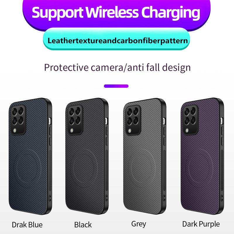 For Samsung Galaxy M33 For Magsafe Magnetic Phone Case for Samsung Galaxy M33 Wireless Charging Carbon Fibre Shockproof Cover