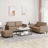 Vidaxl 3-Cz. Sofa Set with Cushions, Cappuccino, Faux Leather