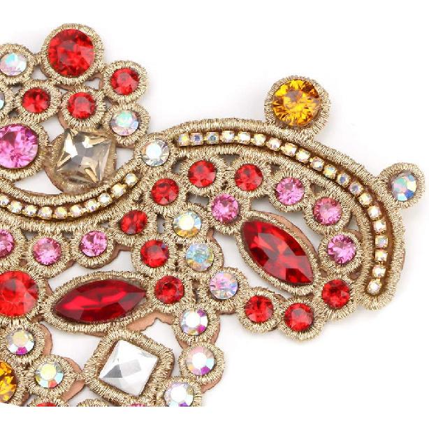 2Pcs Rhinestone Appliques, Sparkling Crystal Embroidery Patches for Clothes Bag Pants Shoes Clothing Decoration(08 Red)